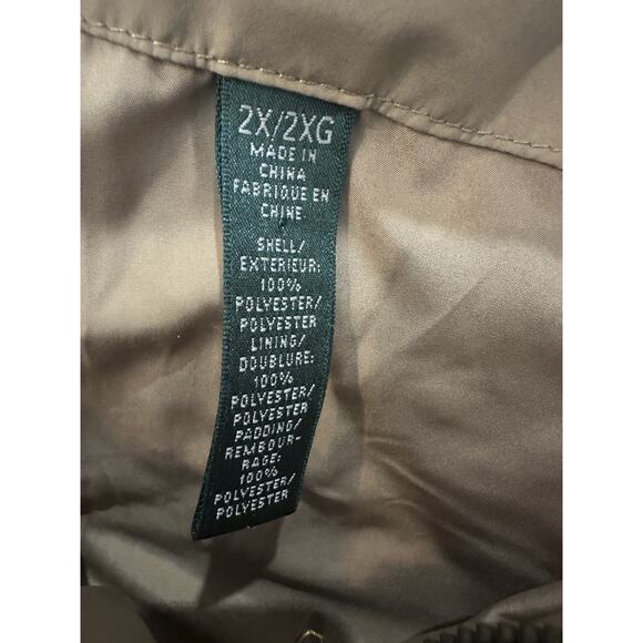 Lauren Ralph Lauren Quilted Vest Tan Zip Ribbed Sides Puffer Womens Plus Size 2X - Picture 6 of 16